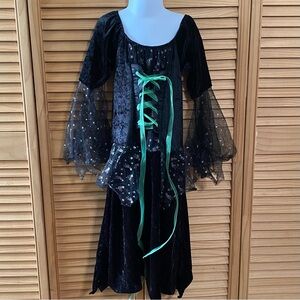 ☘️3/$15 Girl’s Witch Black Velvet Dress & Hat Halloween costume